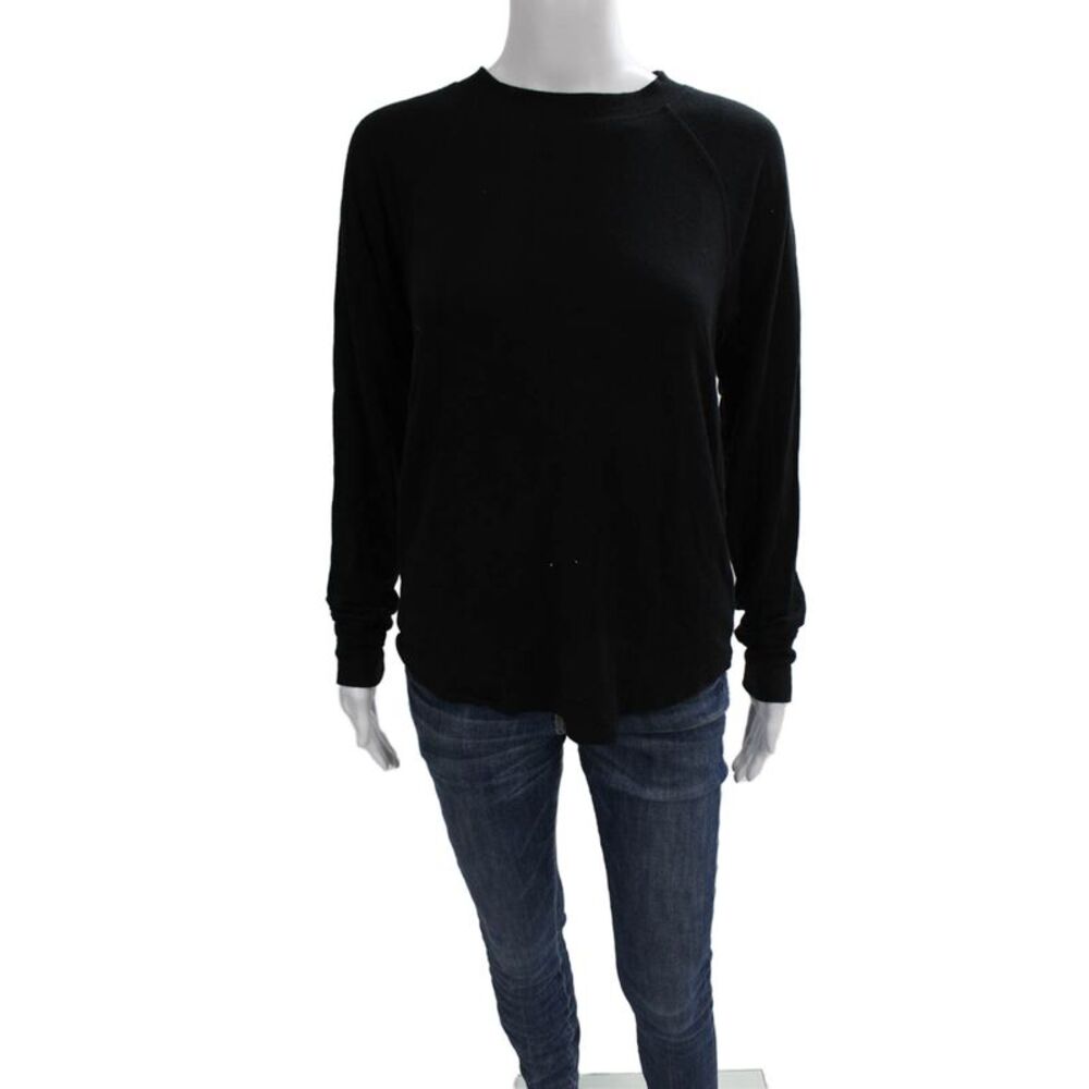Splits59 Womens Basic Black Long Sleeve Crewneck T-Shirt Modal Spandex Size S